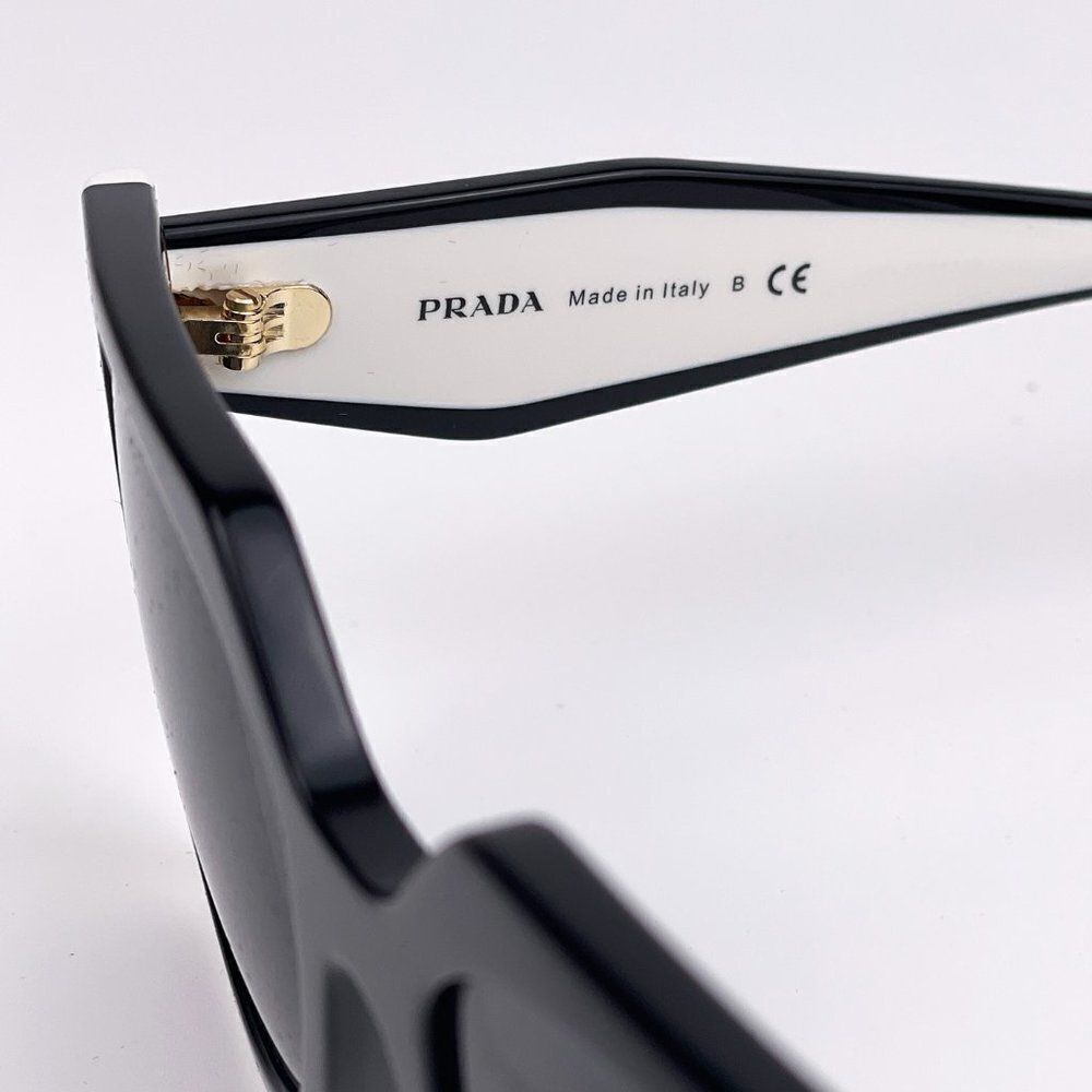 NEW Prada  PR15WS 09Q5S0 Black White Dark Gray Square Women Sunglasses - Picture 12 of 13